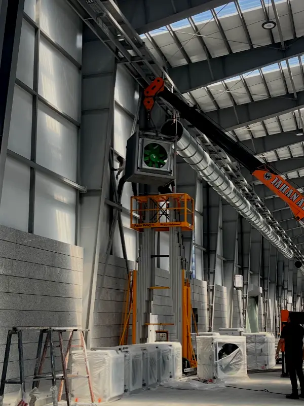 Inline axial fan ductwork